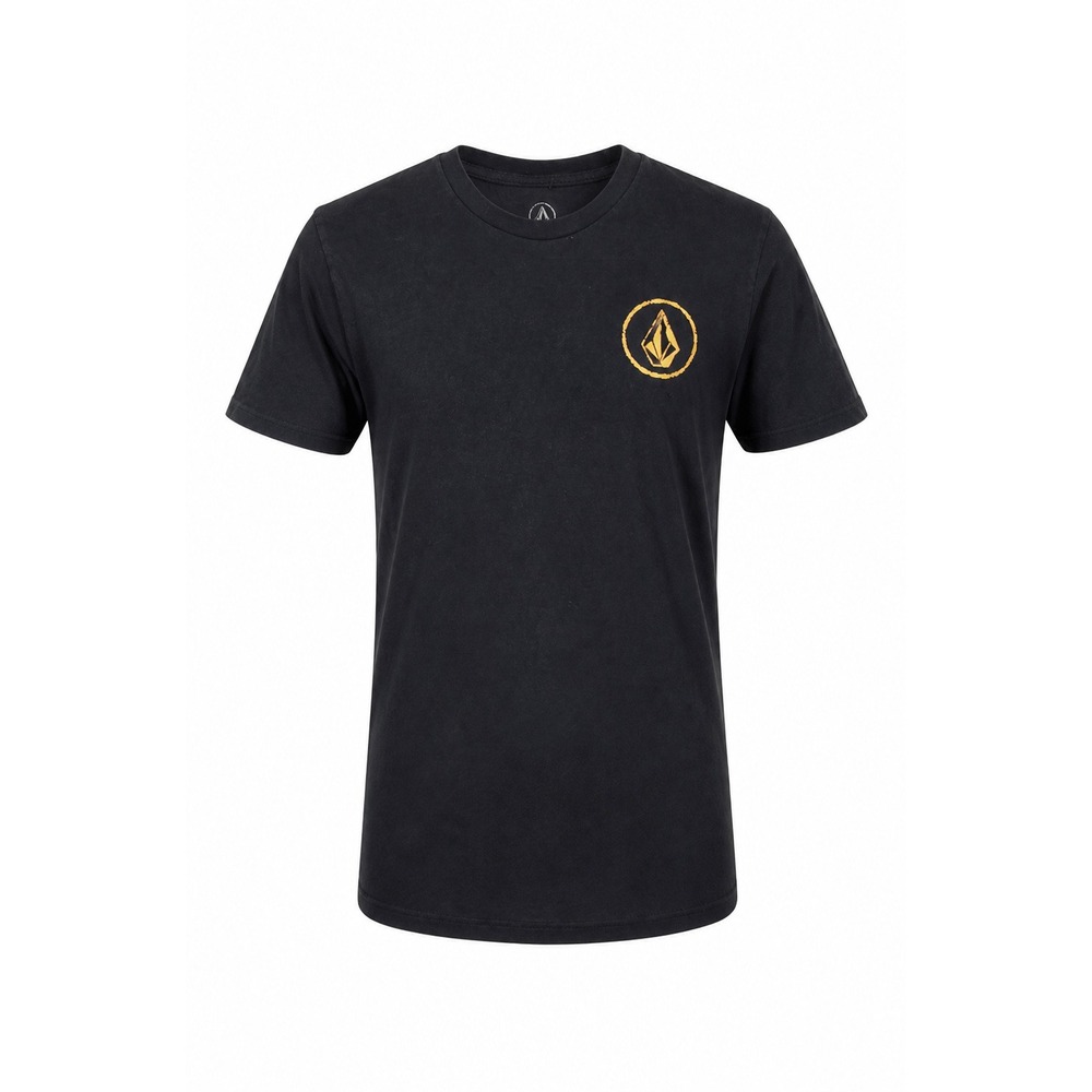 Volcom Mens Small Black Stone Logo Graphic T-Shirt Short Sleeve Crew Neck